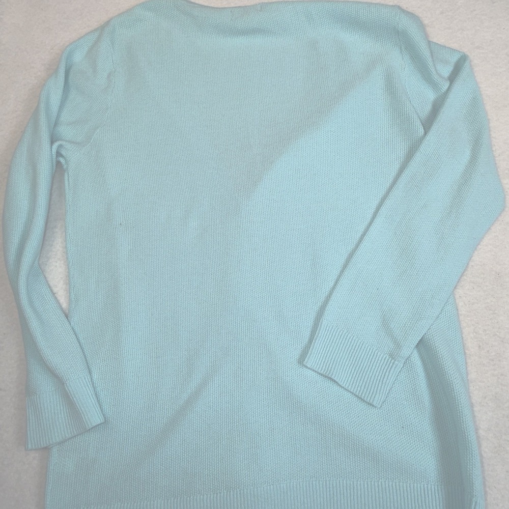 Merona Women's Large Aqua Blue Button Front Cardigan Sweater Cotton Knit L - Picture 7 of 9
